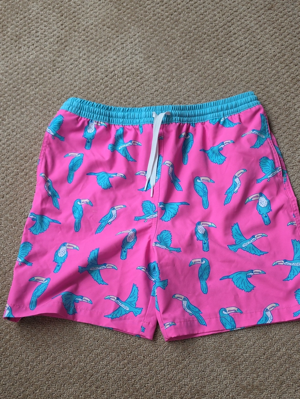 chubbies Pink and Turquoise Elastic Swim Shorts Youth XL